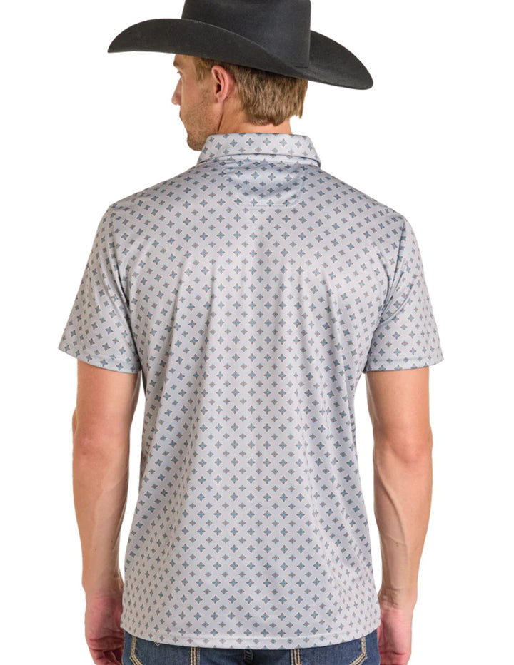 Panhandle Mens Grey Medallion Print Polo