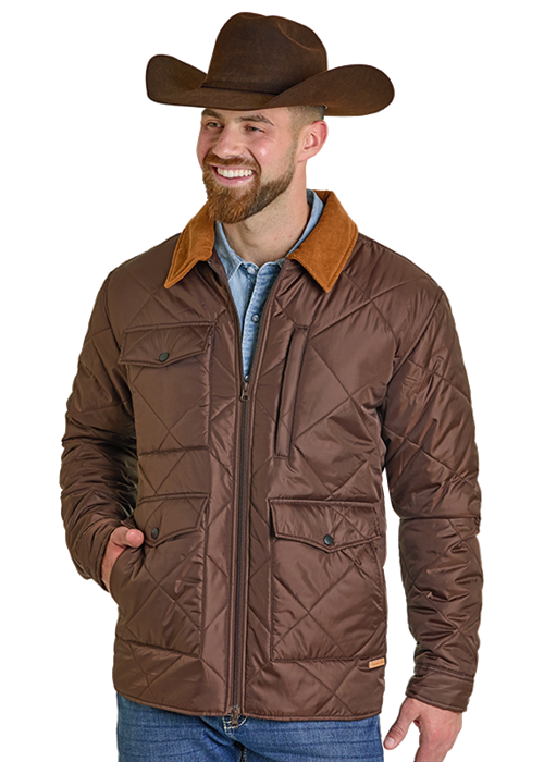 Panhandle Mens Brown Quilted Puffer Coat