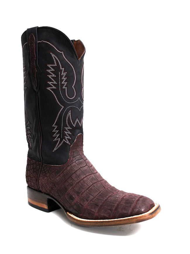 Black Jack Mens Burgundy Sueded Caiman Belly Boots