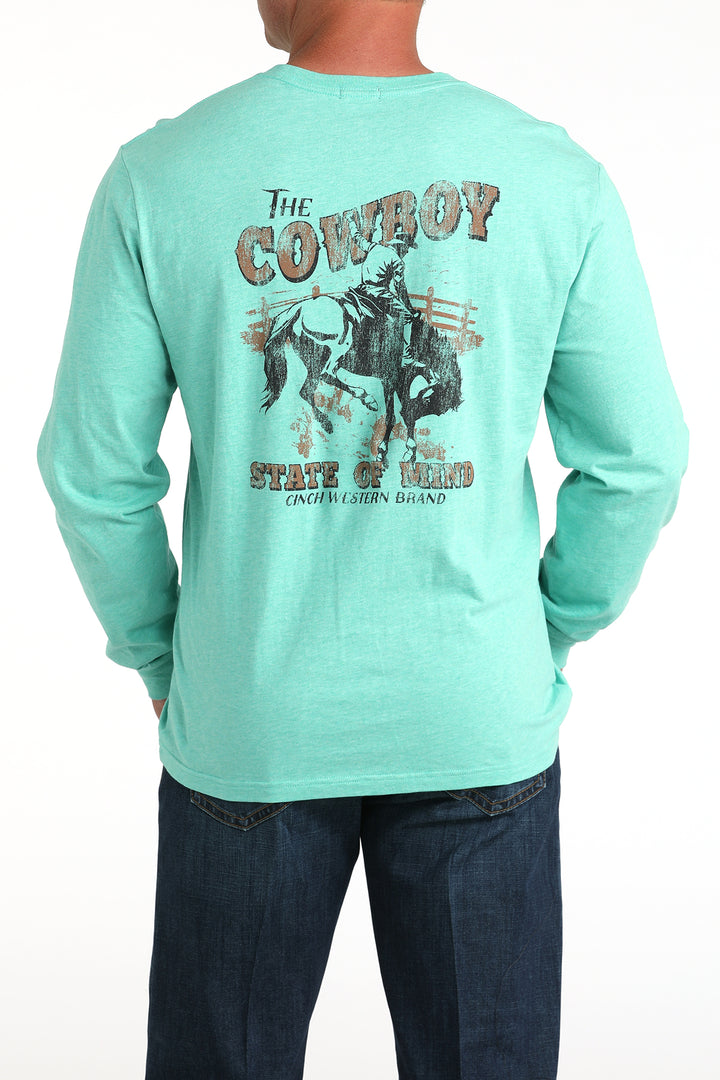 Cinch Mens Turquoise Graphic Long Sleeve Shirt