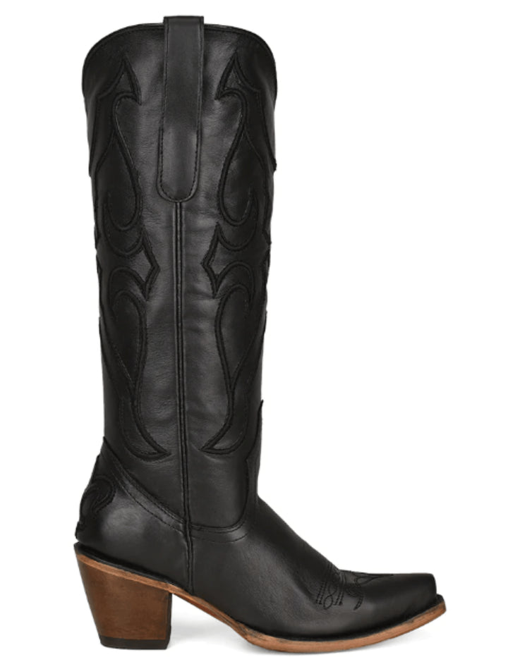 Corral Womens Black Tall Top Matching Stitch Pattern Boots