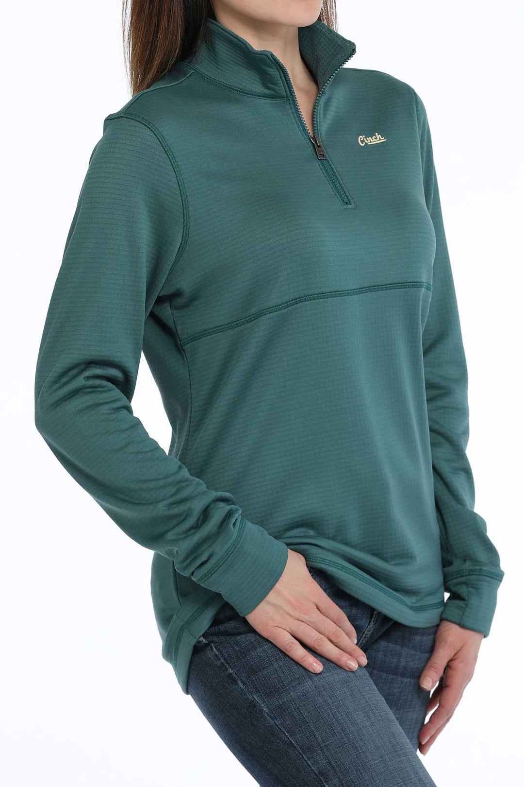 Cinch Womens Teal Quarter Zip Sweater