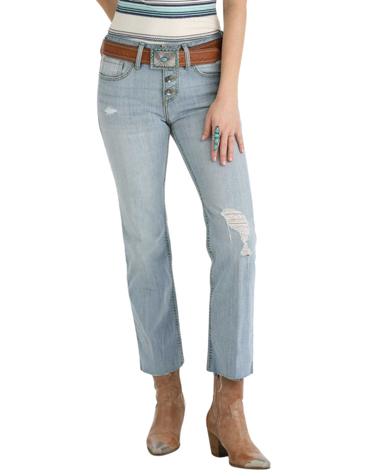 Cinch Womens Hannah Crop Light Stone Jeans