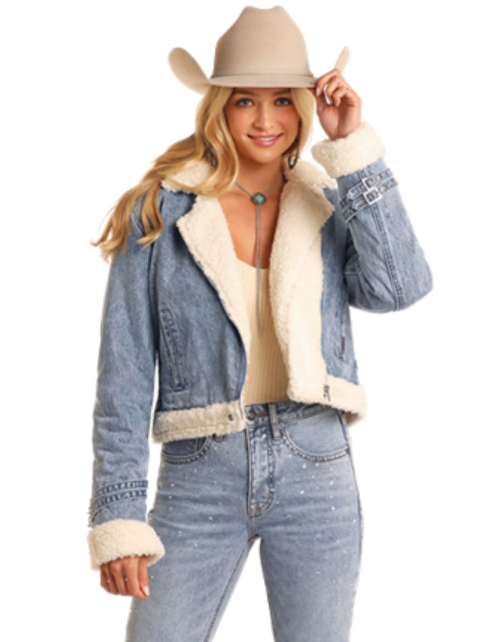 Panhandle Womens Light Wash Sherpa Jacket