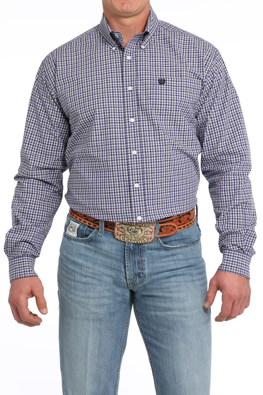 Cinch Mens Purple Plaid Long Sleeve Shirt