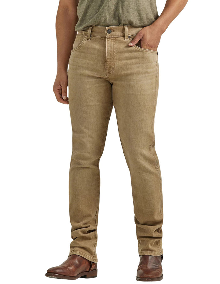 Wrangler Mens Tan Retro Slim Fit Straight Leg Jeans