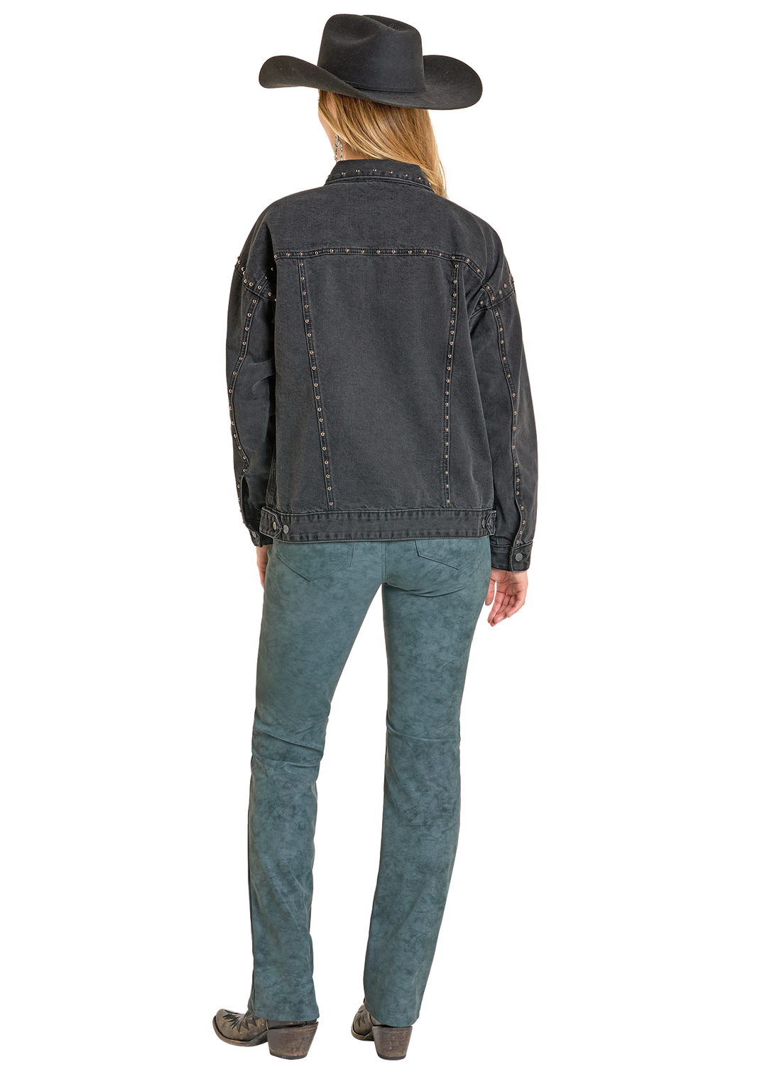 Panhandle Womens Black Studded Denim Jacket