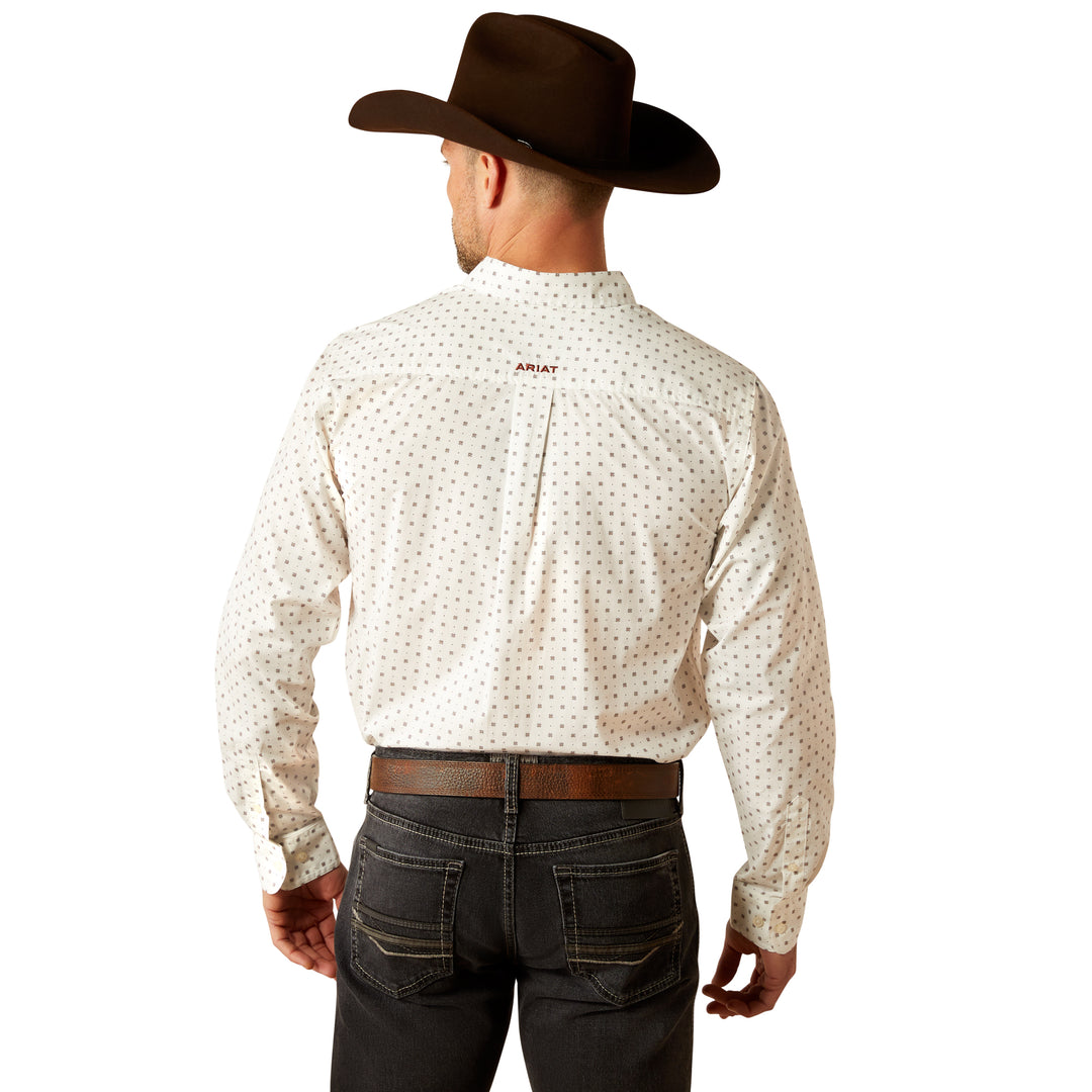 Ariat Mens White Pembroke Fitted Long Sleeve Shirt