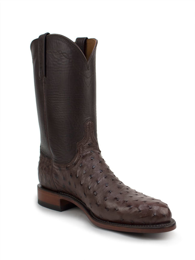 Lucchese Jersey Calf Sienna Full Quill Ostrich Roper