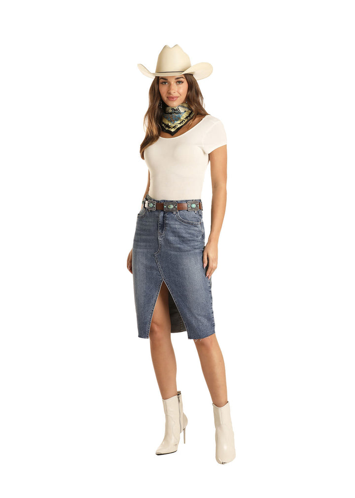 Panhandle Slim Womens High Rise Denim Skirt Skirt