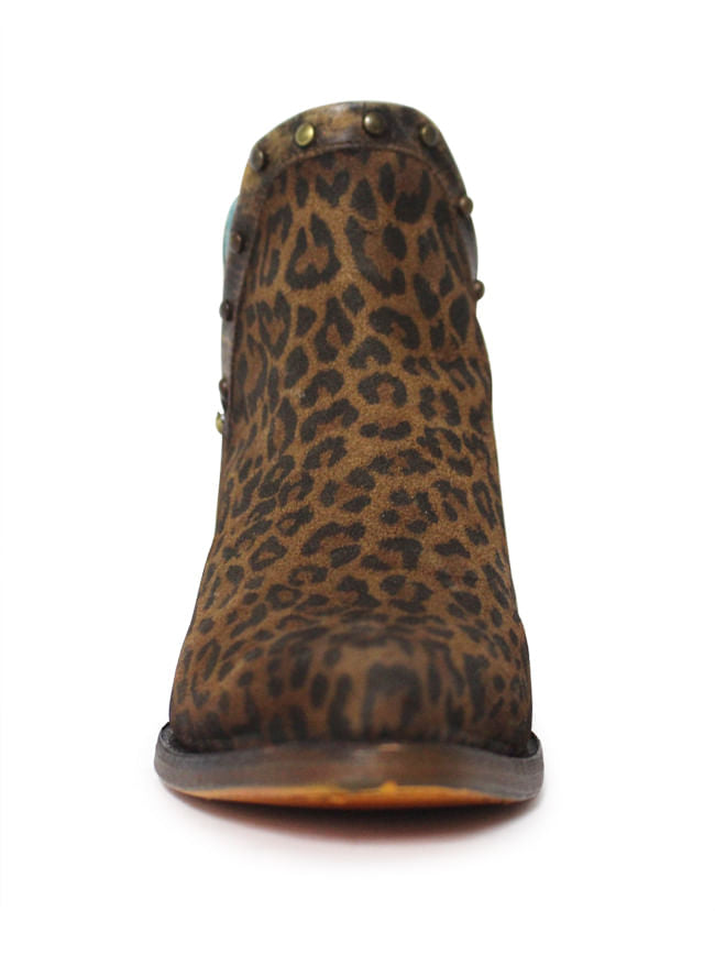 Ladies Corral Brown Leopard Print and Studs Booties