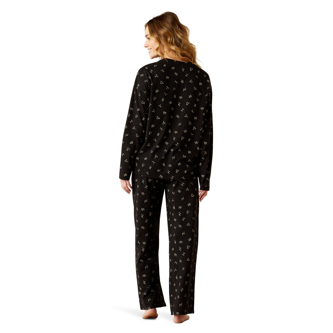 Ariat Womens Black Cattle Brand Pajama Set