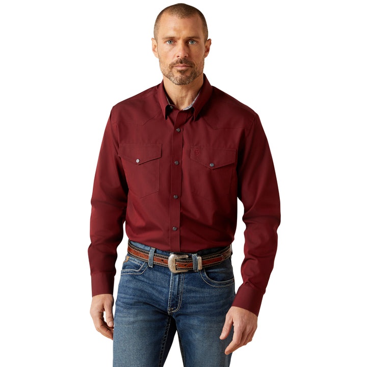 Ariat Mens Wrinkle Free Pinpoint Oxford Fitted Snap Shirt