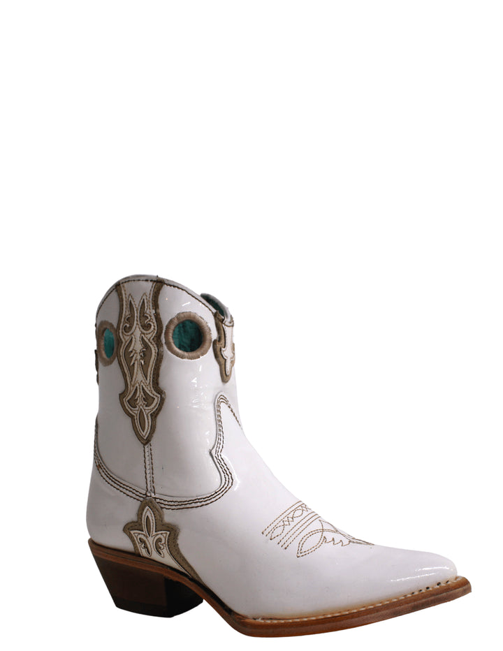 Corral Womens White Leather Overlay Booties