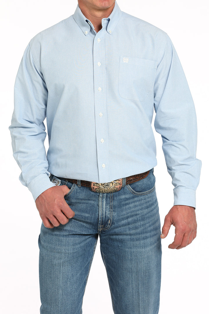Cinch Mens Light Blue Long Sleeve Shirt