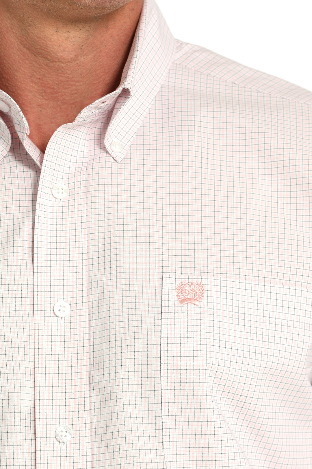 Cinch Mens White Plaid Long Sleeve Shirt