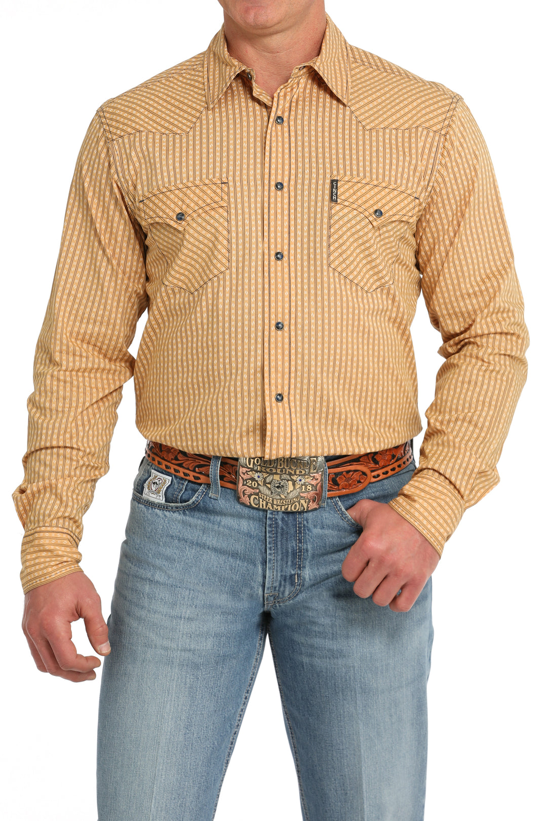 Cinch Mens Gold Modern Fit Long Sleeve Shirt