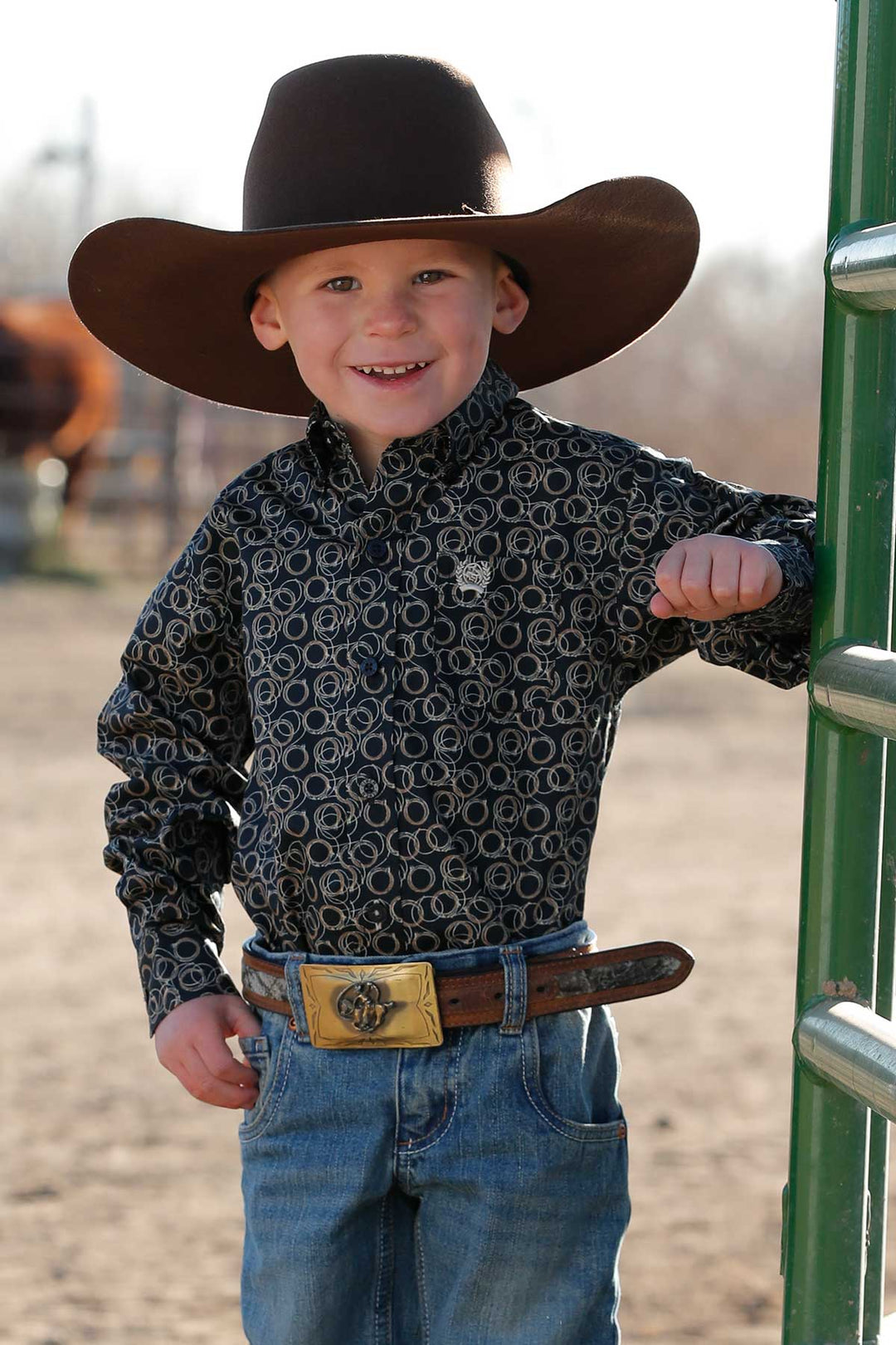 Cinch Boys Navy Rope Print Western Shirt