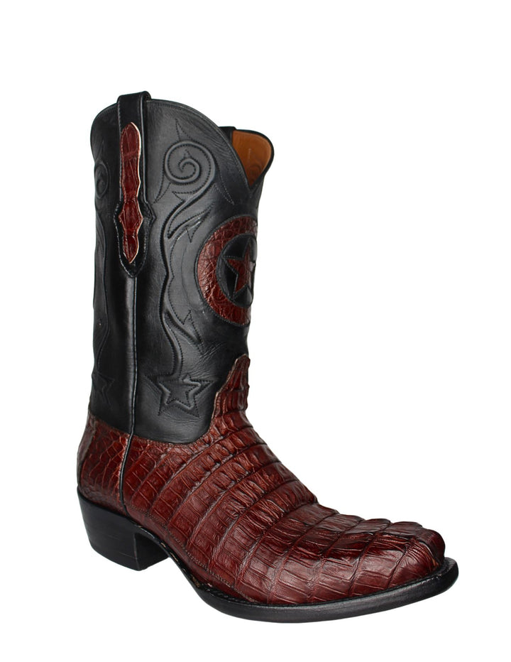 Black Jack Mens Italian Red Caiman Tail Boots