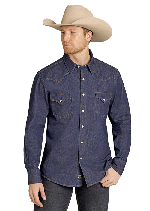 Panhandle Mens Denim Pearl Snap Shirt