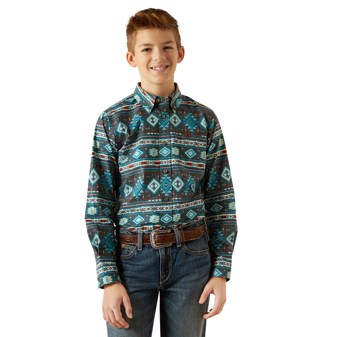 Ariat Boys Teal Prestcot Classic Fit Shirt