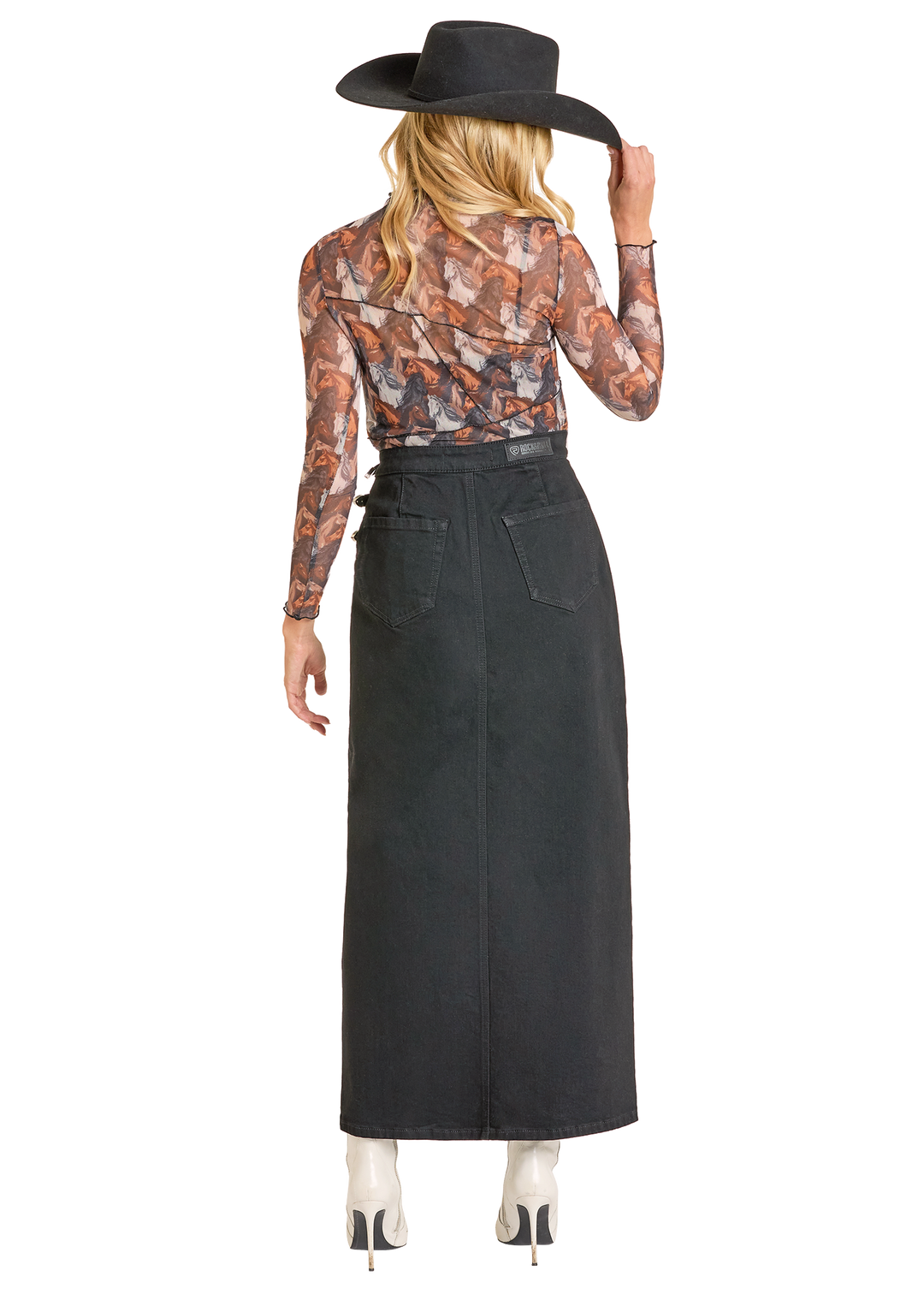 Panhandle Womens Horse Print Mesh Top