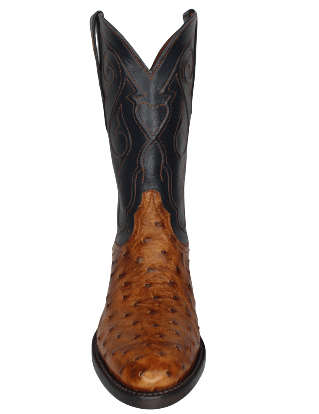 Black Jack Mens Black Burnished Cigar Full Quill Ostrich Boots