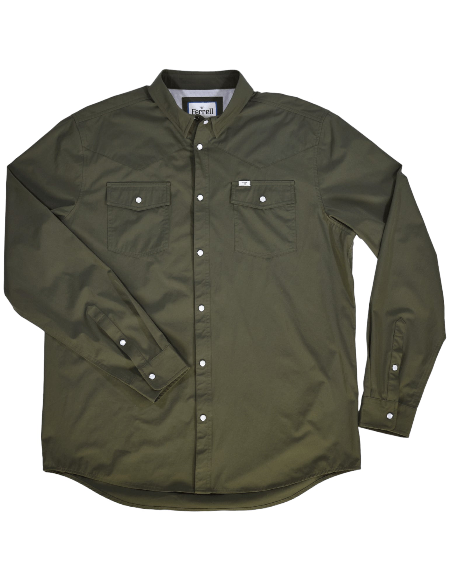 Fer Ferrell Mens Olive Green Core Long Sleeve Shirt