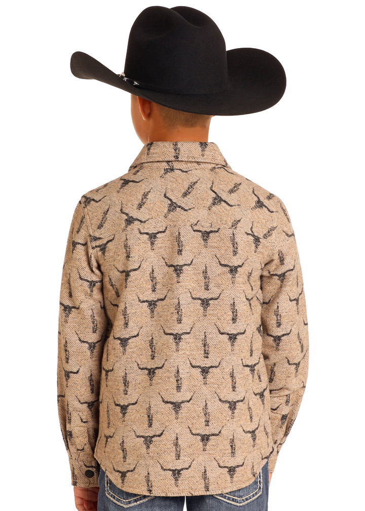 Panhandle Boys Camel Skull Shirt Jacket