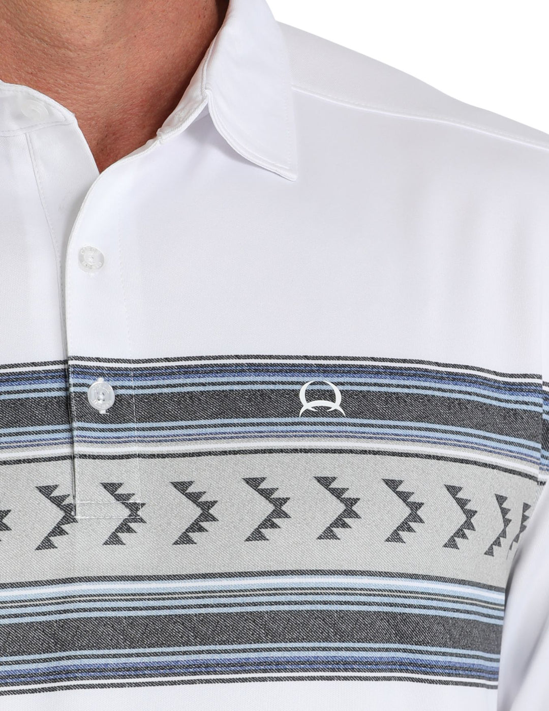 Cinch Mens White Geometric Print Polo