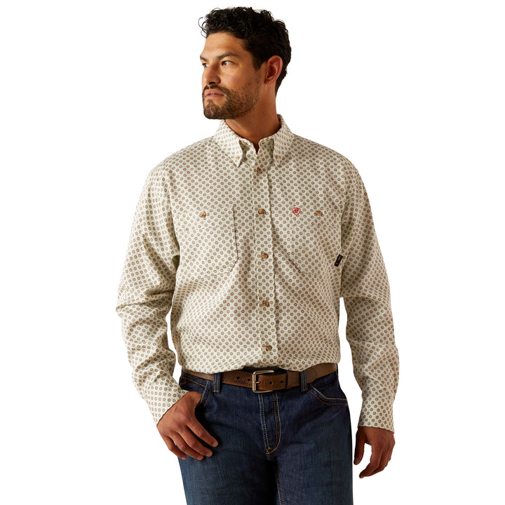 Ariat Mens White FR Vented Work Shirt