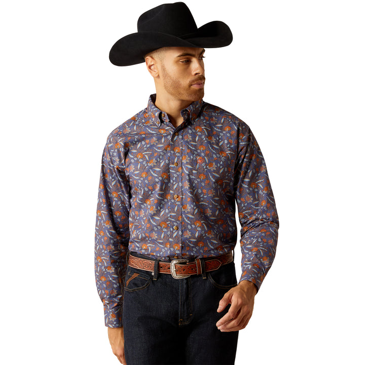 Ariat Mens Dark Blue Floral Print Long Sleeve Shirt