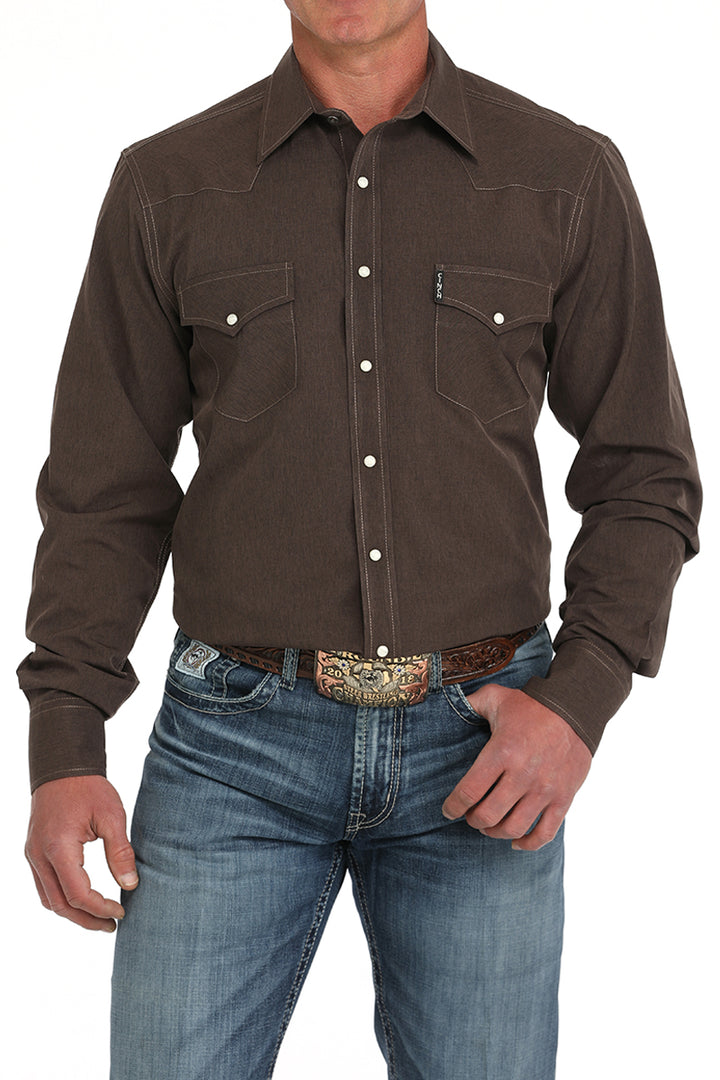 Cinch Mens Brown Modern Fit Long Sleeve Shirt