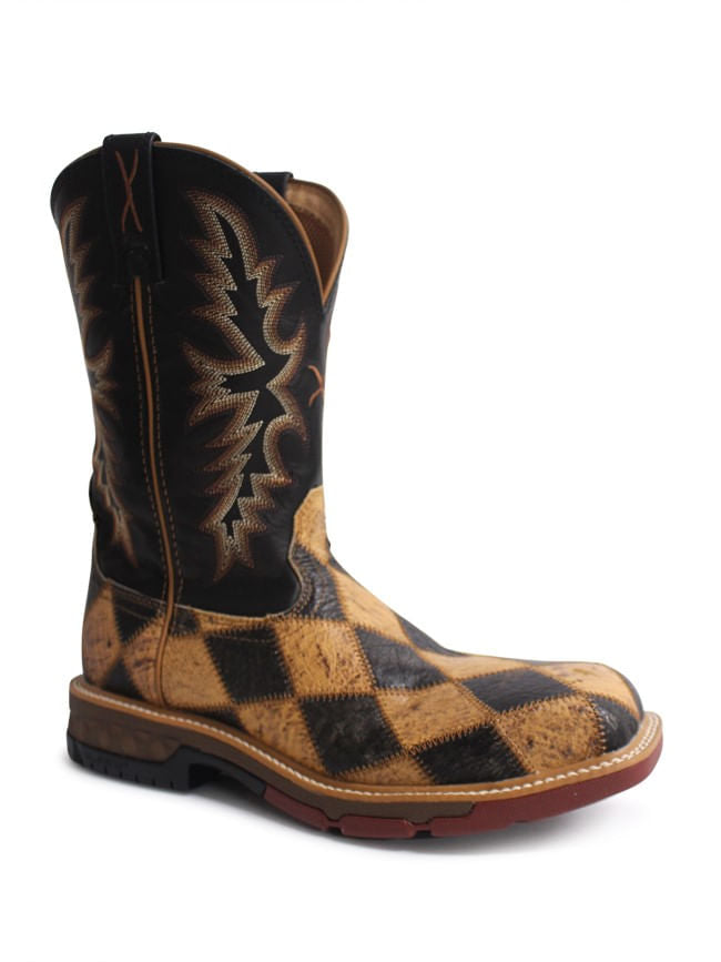 Twisted X Mens Ostrich and Black Cross Stitch Composite Toe Work Boots