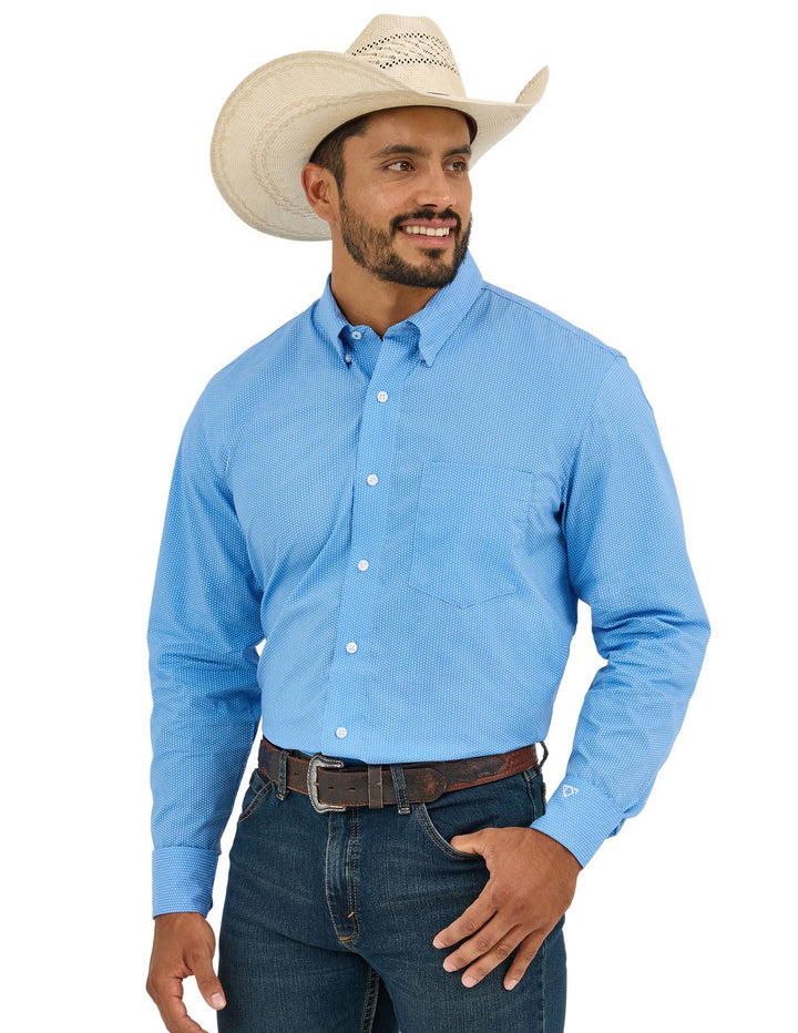 Wrangler Mens Blue Cody Johnson Long Sleeve Shirt