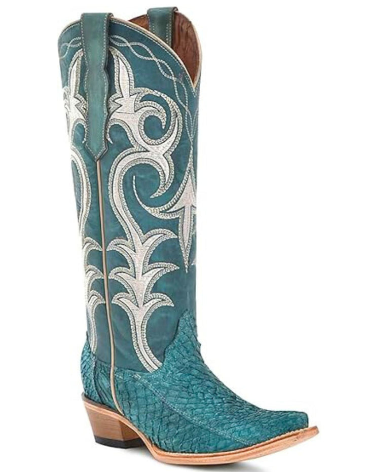 Circle G Womens Turquoise Fish Tall Top Boots