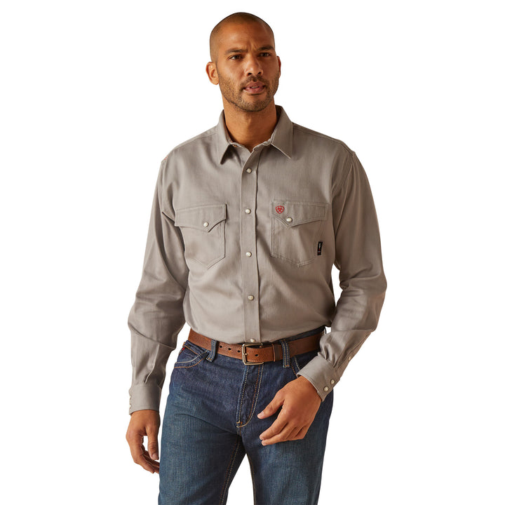 Ariat Mens Solid Grey Long Sleeve Work Shirt