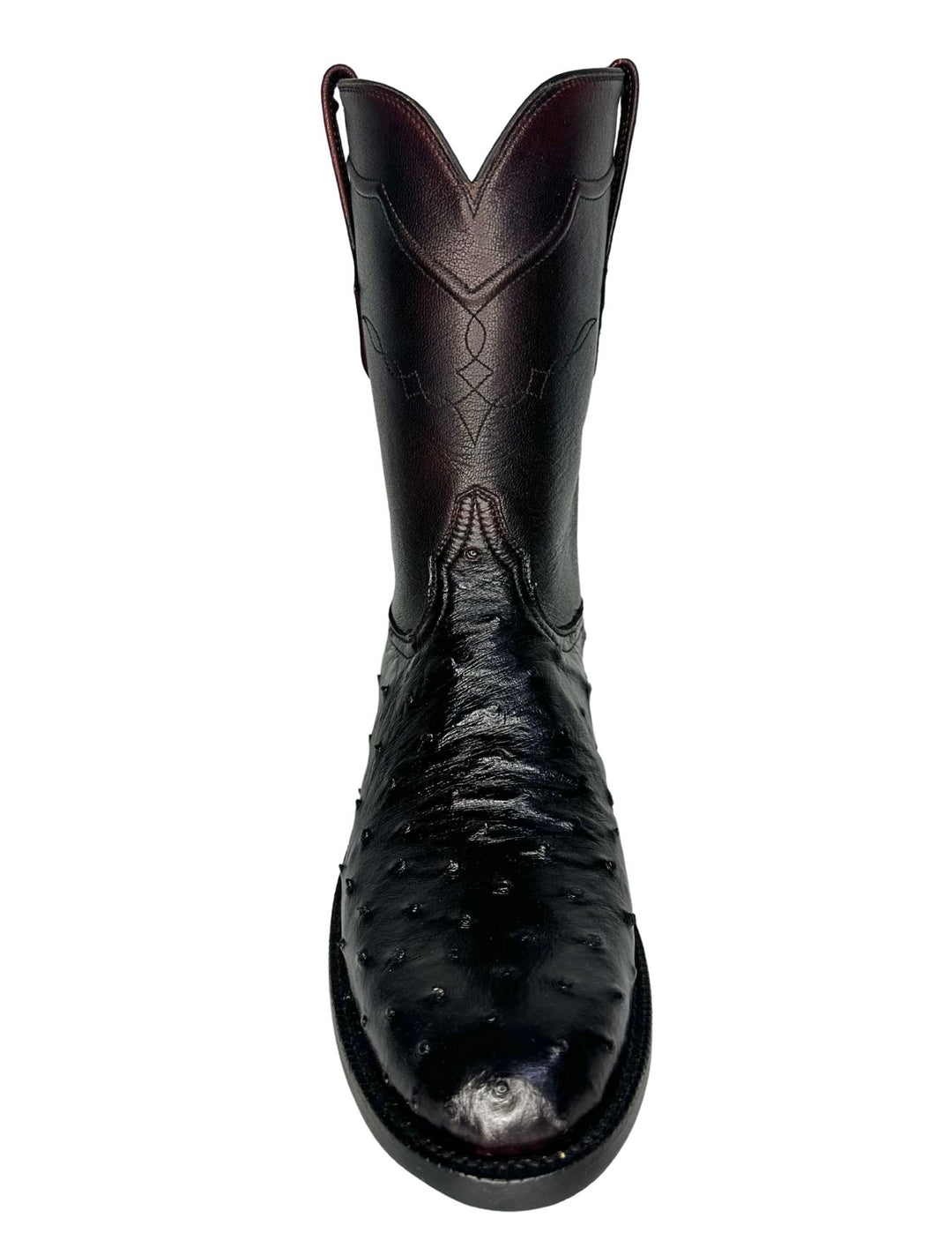Black Jack Mens Black Cherry Ostrich Round Toe Boots