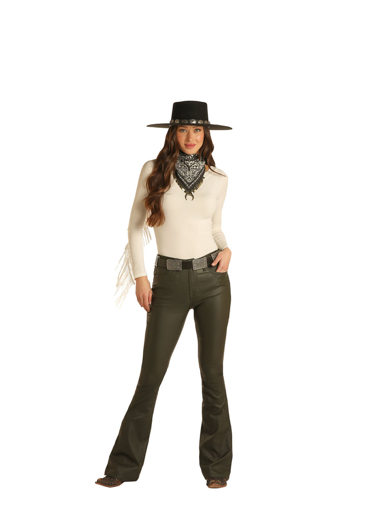 Panhandle Slim Ladies Olive High Rise Flare Jeans