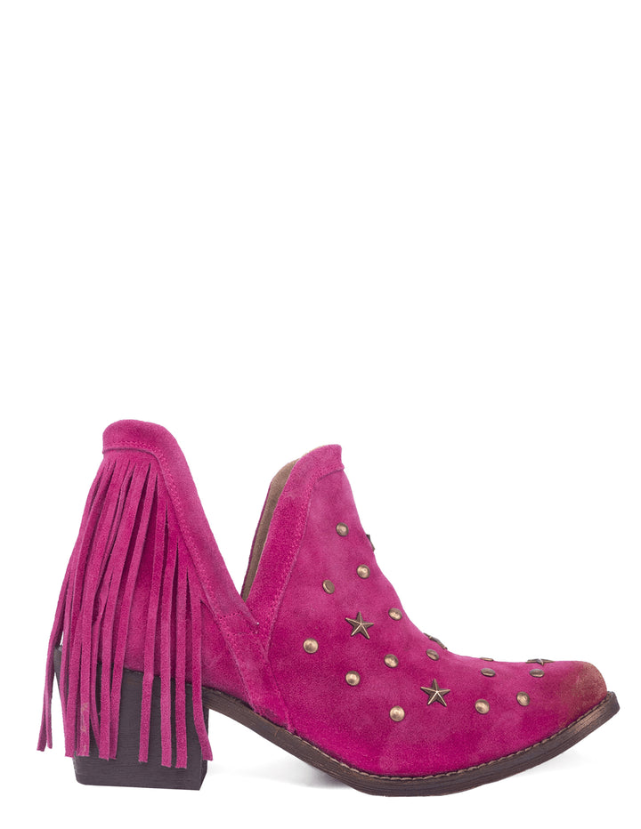 Corral Womens Pink Fringe Stud Booties