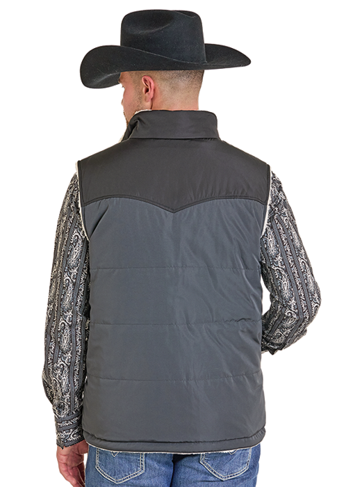 Panhandle Mens Charcoal Lined Reversible Puffer Vest