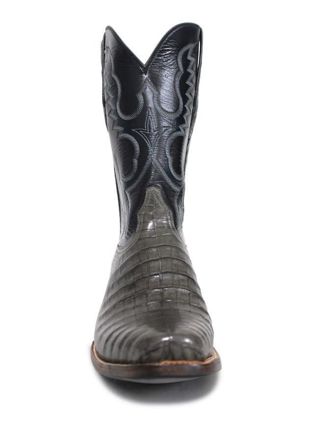 Mens Black Jack Grey Caiman Snip Toe Boots