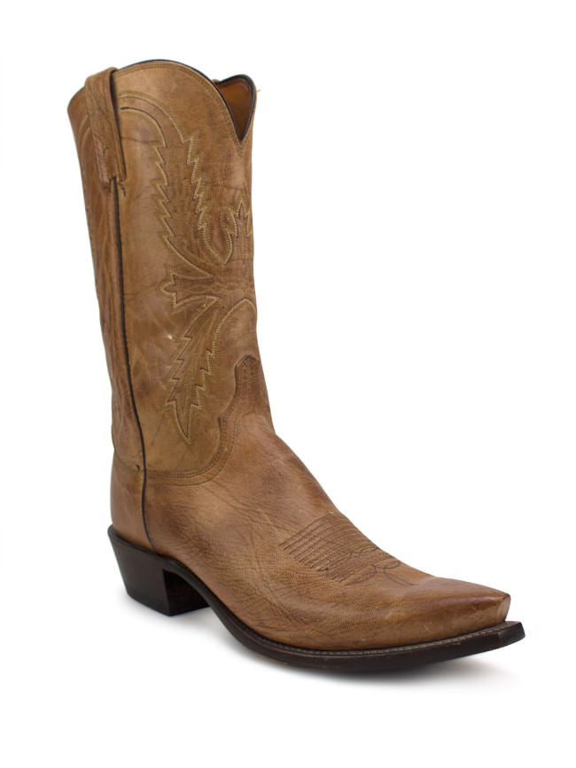 Mens Lucchese Tan Burnished Mad Dog Goat