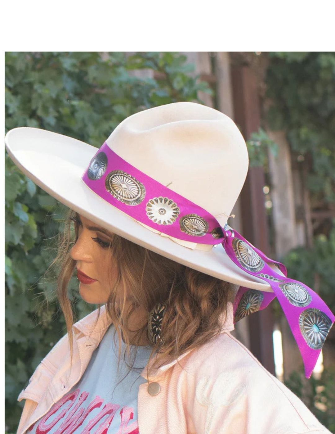 Fringe Scarves Womens Pink Big Concho Twilly