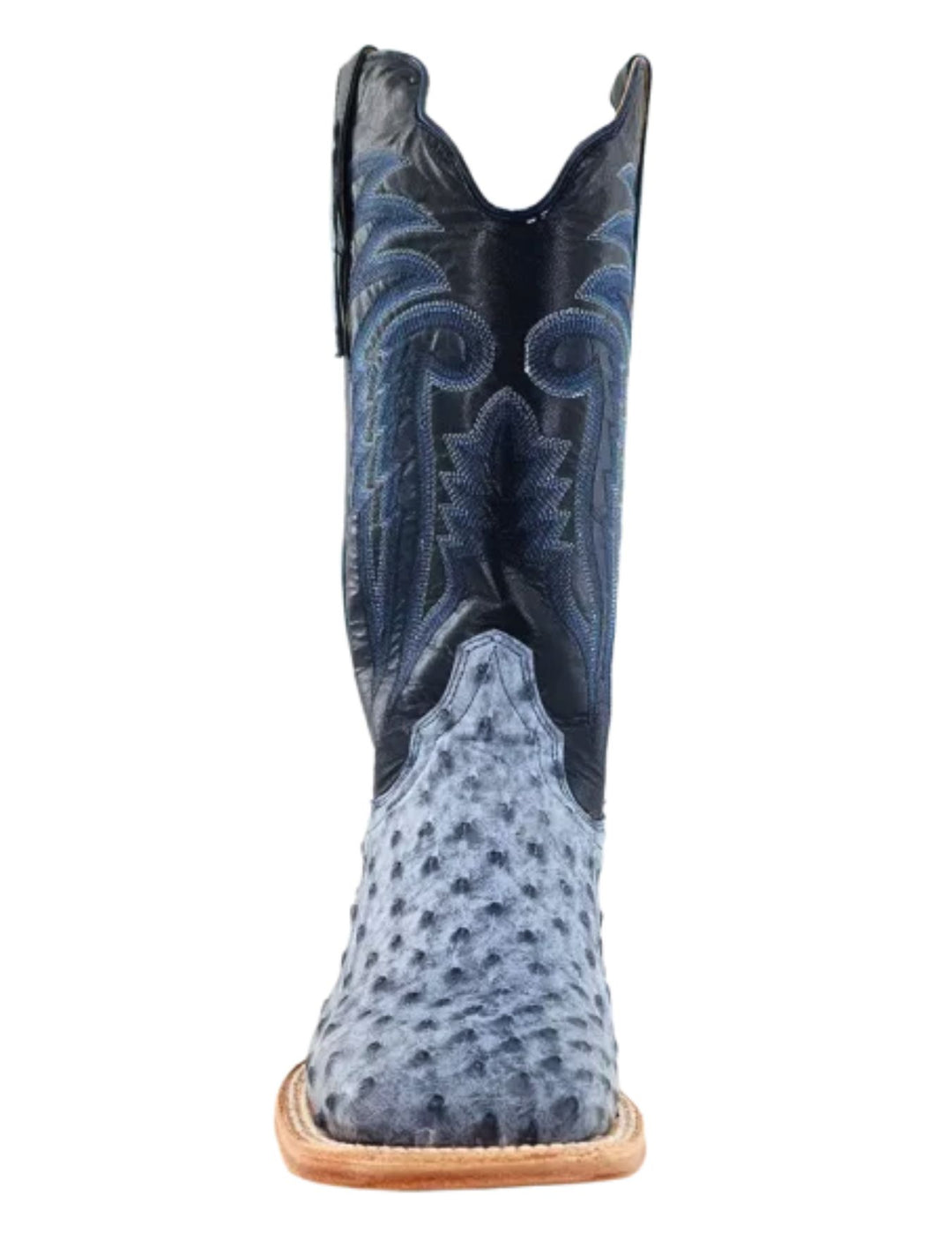 R. Watson Mens Denim Bruciato Full Quill Ostrich Boots