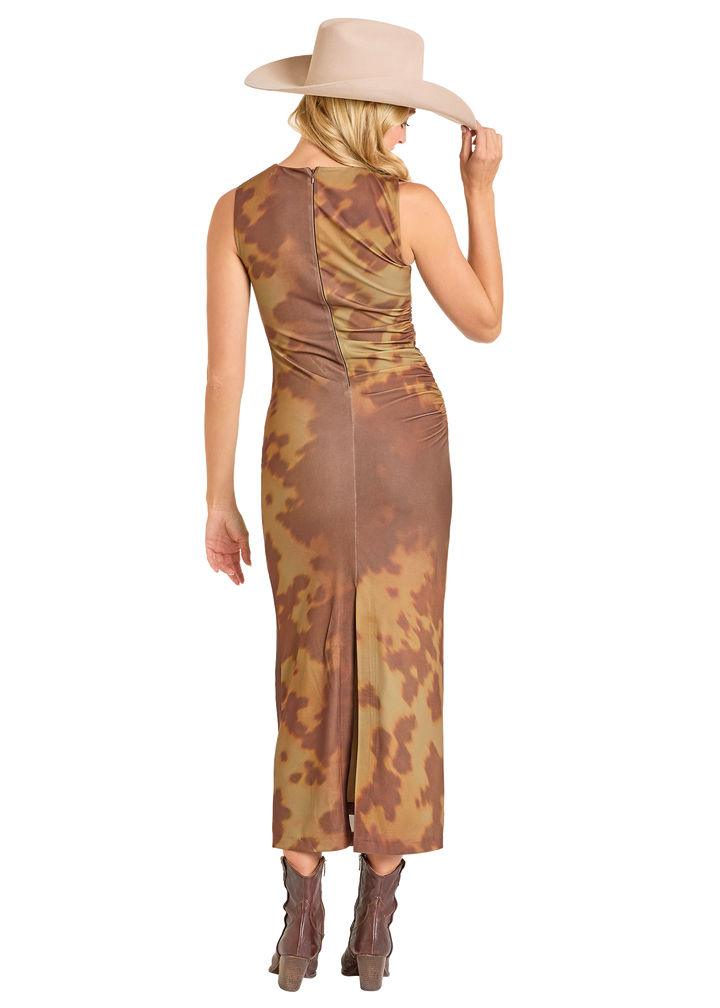 Panhandle Womens Abstract Cowhide Maxi Dress
