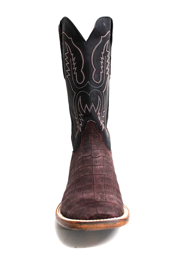 Black Jack Mens Burgundy Sueded Caiman Belly Boots