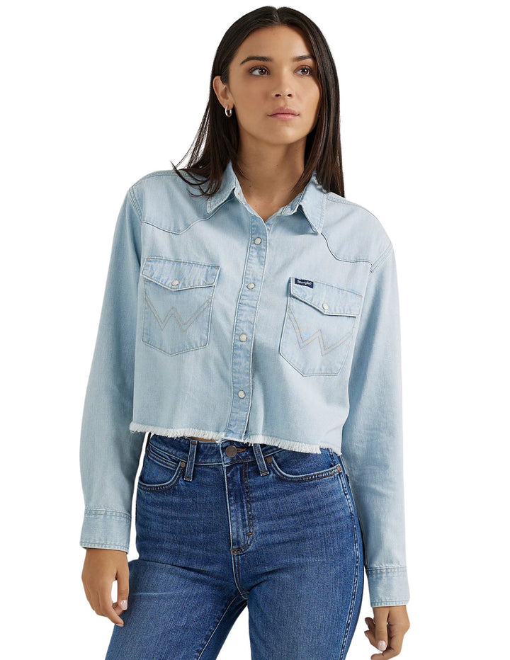 Wrangler Womens Cut-Off Denim Shirt