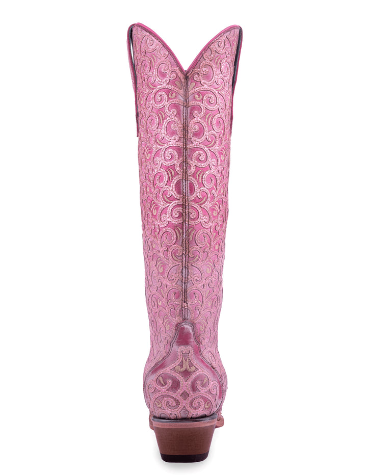 Corral Womens Pink Glitter Overlay & Embroidery Triad Boots