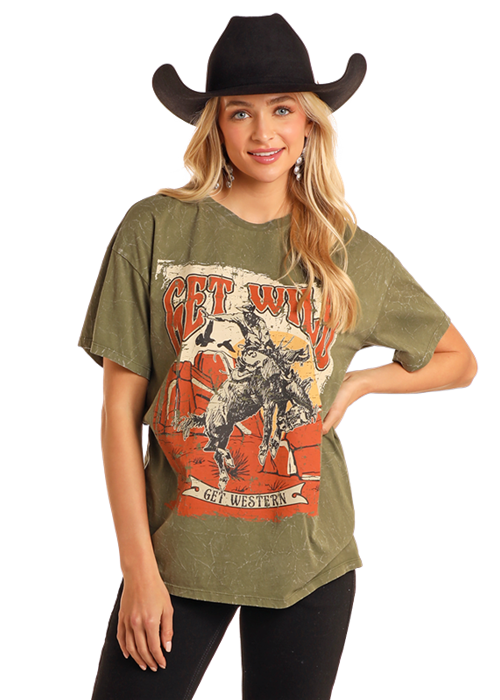 Panhandle Womens Get Wild Crinkle Wash Oversized T-Shirt